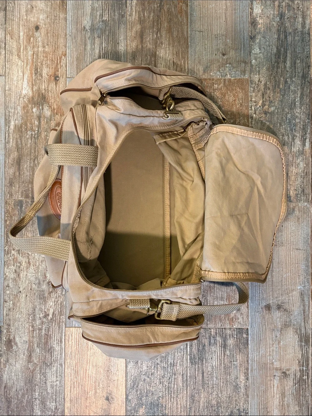 Eddie Bauer Ford Tan Canvas Duffel